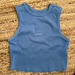 Roxy Large Blue Roxify Cropped Muscle Tank Stretchy Cotton Blend